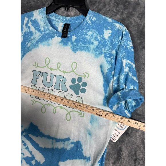 Women’s Dog Mom T Shirt “Fur Mama” Dog Lovers Blue Tye Dyed Shirt Adult Large - Picture 10 of 12